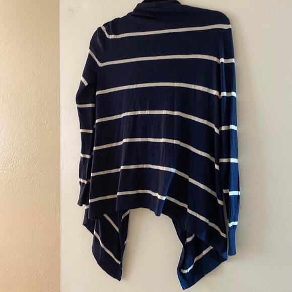Ann Taylor Navy and white striped wrap cardigan - Picture 4 of 6